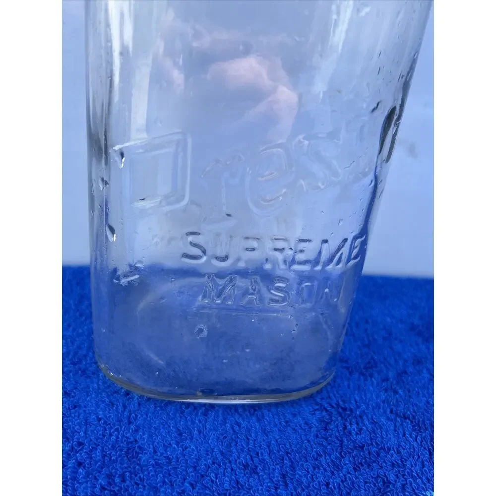 PRESTO SUPREME MASON JAR / Zinc LID - 2 QUART Flawed See Pics